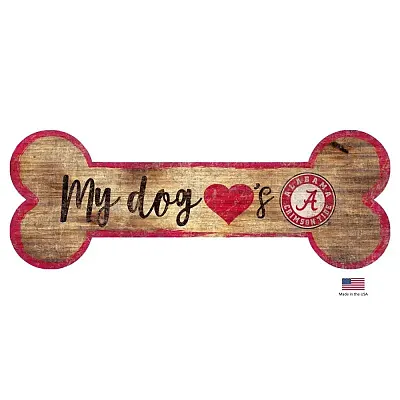 Fan Creations Alabama Crimson Tide Distressed Dog Bone Wooden Sign