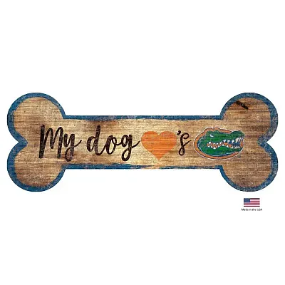 Fan Creations Florida Gators Distressed Dog Bone Wooden Sign