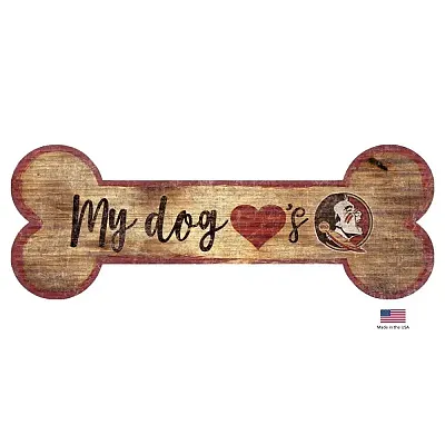 Fan Creations Florida State Seminoles Distressed Dog Bone Wooden Sign