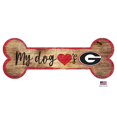 Fan Creations Georgia Bulldogs Distressed Dog Bone Wooden Sign