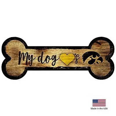 Fan Creations Iowa Hawkeyes Distressed Dog Bone Wooden Sign