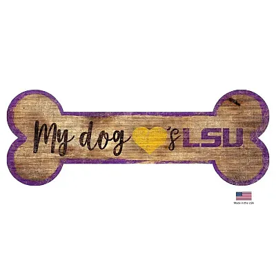 Fan Creations LSU Tigers Distressed Dog Bone Wooden Sign