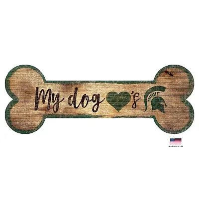 Fan Creations Michigan State Spartans Distressed Dog Bone Wooden Sign