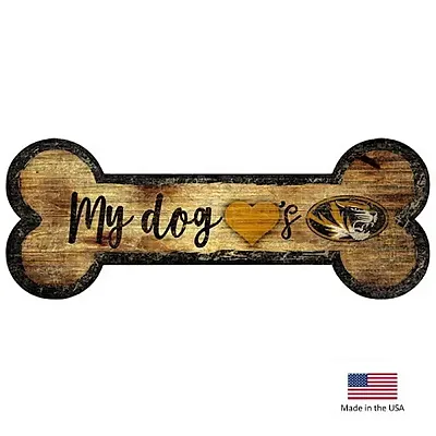 Fan Creations Missouri Tigers Distressed Dog Bone Wooden Sign