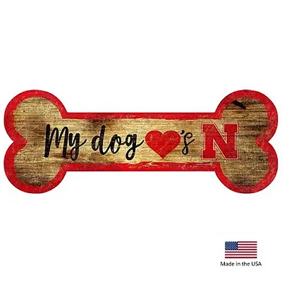 Fan Creations Nebraska Huskers Distressed Dog Bone Wooden Sign