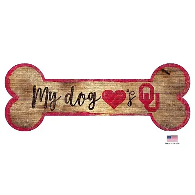 Fan Creations Oklahoma Sooners Distressed Dog Bone Wooden Sign