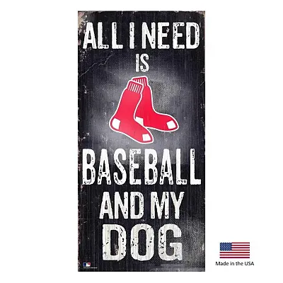 Fan Creations Boston Red Sox Distressed Baseball And My Dog Sign