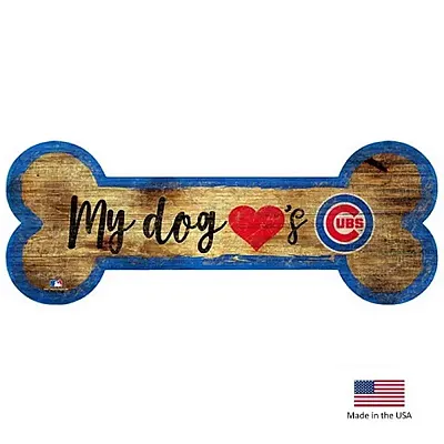 Fan Creations Chicago Cubs Distressed Dog Bone Wooden Sign