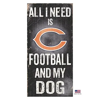 Fan Creations Chicago Bears Distressed Football And My Dog Sign