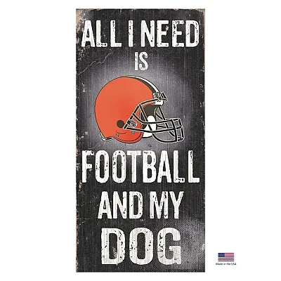 Fan Creations Cleveland Browns Distressed Football And My Dog Sign