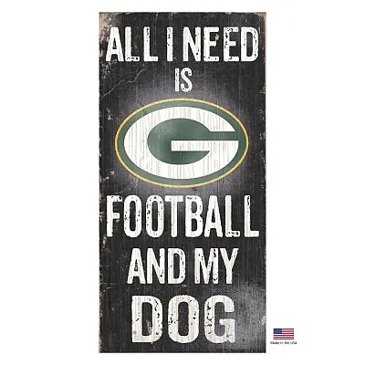 Fan Creations Green Bay Packers Distressed Football And My Dog Sign
