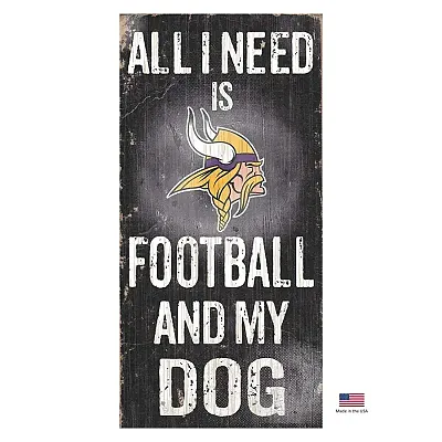Fan Creations Minnesota Vikings Distressed Football And My Dog Sign