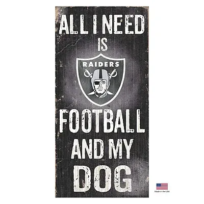 Fan Creations Oakland Raiders Distressed Football And My Dog Sign