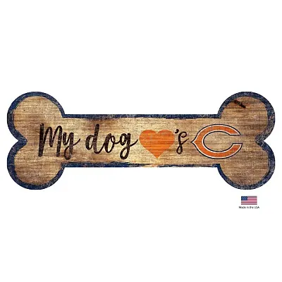 Fan Creations Chicago Bears Distressed Dog Bone Wooden Sign