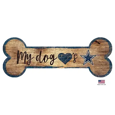 Fan Creations Dallas Cowboys Distressed Dog Bone Wooden Sign