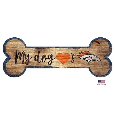 Fan Creations Denver Broncos Distressed Dog Bone Wooden Sign