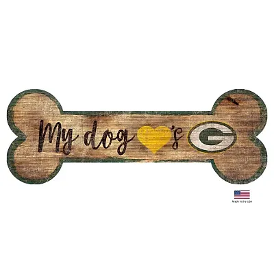 Fan Creations Green Bay Packers Distressed Dog Bone Wooden Sign