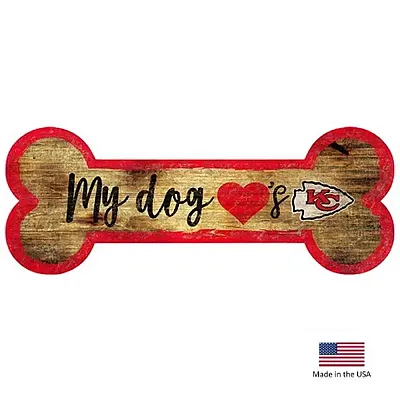 Fan Creations Kansas City Chiefs Distressed Dog Bone Wooden Sign