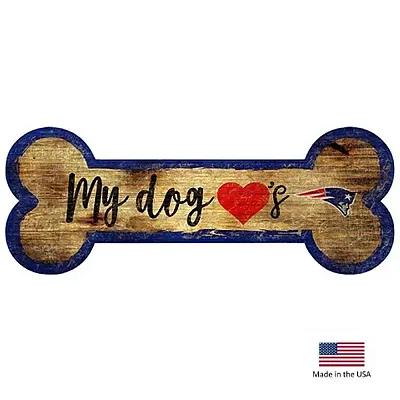 Fan Creations New England Patriots Distressed Dog Bone Wooden Sign