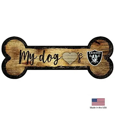 Fan Creations Oakland Raiders Distressed Dog Bone Wooden Sign