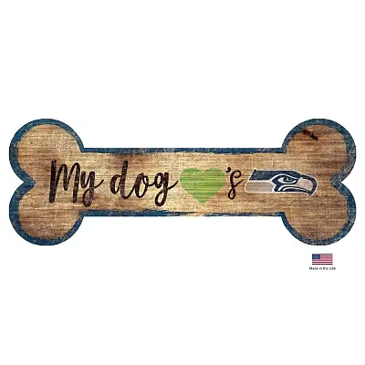 Fan Creations Seattle Seahawks Distressed Dog Bone Wooden Sign