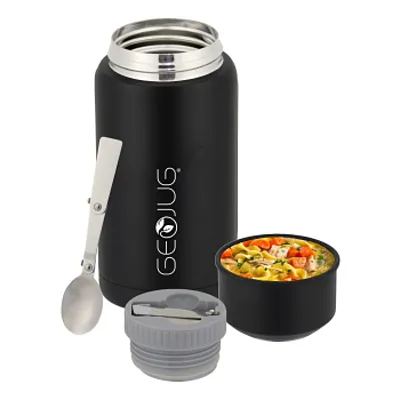 Brentwood GEOJUG 25oz Insulated Stainless Steel Food Jar in Black with Bowl and
