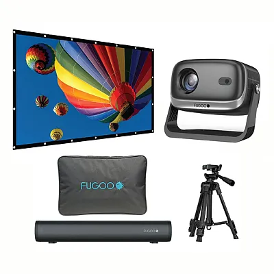 Fugoo Fpj1080Ps Outdoor Projector Bundle With 1080P Projector, 15.7-In. Bluetoot