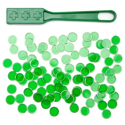 Green Magnetic Bingo Wand with 100 Metallic Bingo Chips  GBIN-50