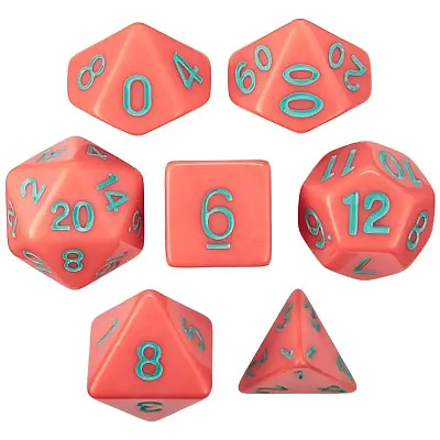 Set of 7 Dice - Poisoned Apple - Solid Red with Green Paint GDIC-1171