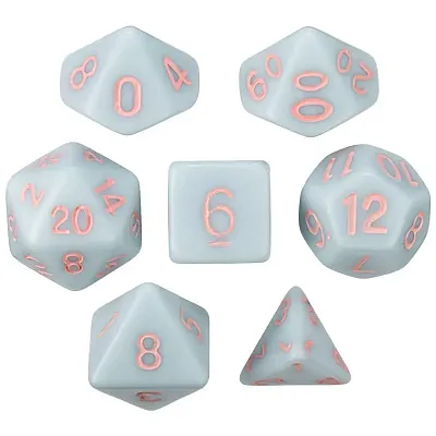 Set of 7 Dice - Winter&#039;s Dawn - Solid Blue with Pink Paint GDIC-1172