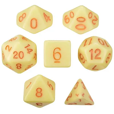 Set of 7 Dice - Harvest Nectar - Solid Yellow with Orange Paint GDIC-1174
