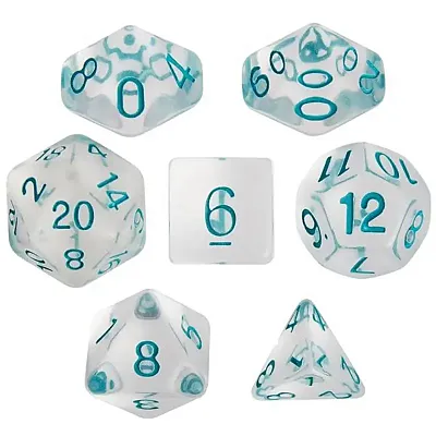 Set of 7 Dice - Northwind Breeze - Clear with Blue Paint GDIC-1176