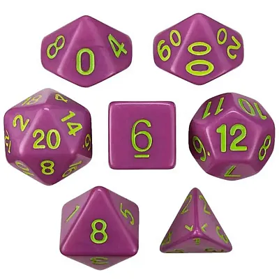 Set of 7 Dice - Poxbringer - Solid Purple with Green Paint GDIC-1179