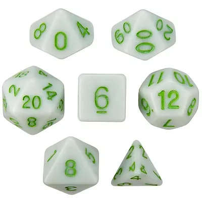 Set of 7 Dice - Grave Moss - Solid Green with Green Paint GDIC-1186