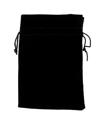 Large 7in x 5in Plain Black Velour Pouch With Drawstring GDIC-14