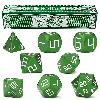 Set of 8 Malachite Green Precision Aluminum Polyhedrals GDIC-180