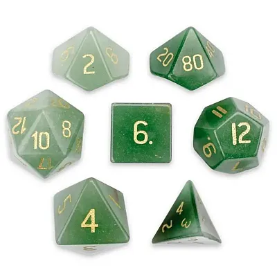 Set of 7 Handmade Stone Polyhedral Dice, Aventurine GDIC-1906