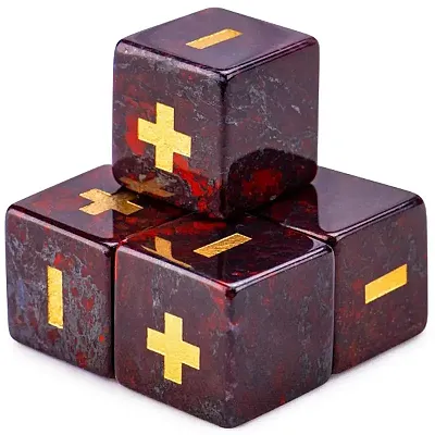 Handmade Stone Fudge Dice, Poppy Jasper, 4-pack GDIC-1951