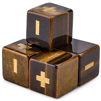 Handmade Stone Fudge Dice, Tiger&#039;s Eye, 4-pack GDIC-1952