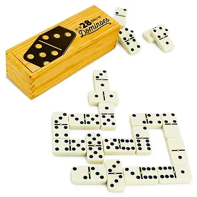 Set of 28 Double Six Dominoes with Brass Spinners GDOM-001