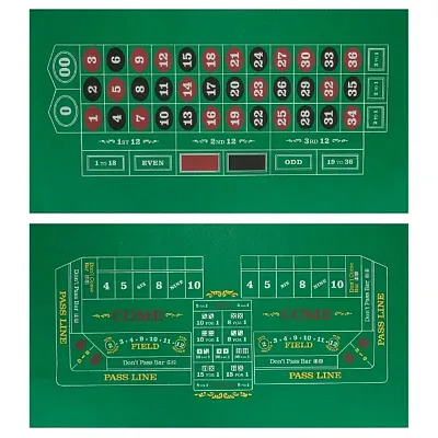 Double-sided Mini Table Felt, Craps and Roulette GFEL-604