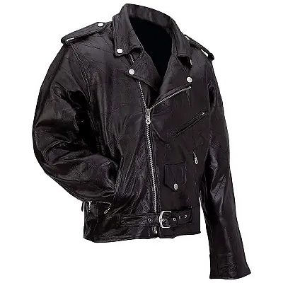 Diamond Plate Rock Design Genuine Buffalo Leather Motorcycle Jacket-GFMOTS-2X