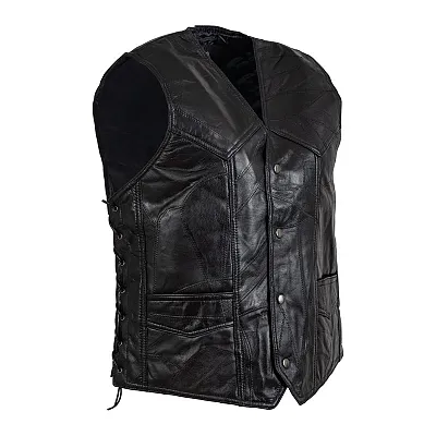 Diamond Plate by Maxam Buffalo Leather Vest.-GFVBIKENPM-3X