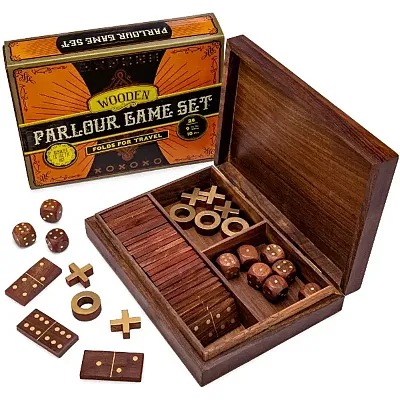 3-in-1 Wooden Parlour Game Set GGAM-001