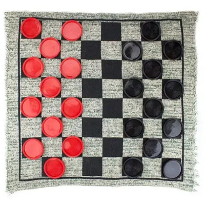Giant 3-in-1 Checkers & Mega Tic Tac Toe with Reversible Rug GGA
