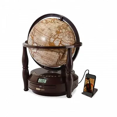 Antique World Globe CD Player with Radio and Line-in for MP3 Pla