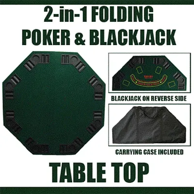 48&quot; Green Octagon Folding Poker and Blackjack Table Top TAB-0002