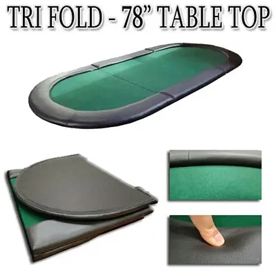 Green 78&quot;x35&quot; Tri-Fold Poker Table Top TAB-0005