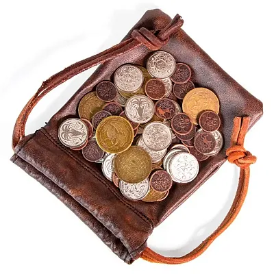 The Dragon's Hoard | 60 Metal Coins in Leather Pouch GRPG-201