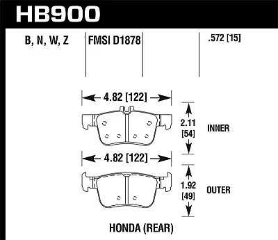 HAWK HB900B572 Hps 5.0 Brake Pads